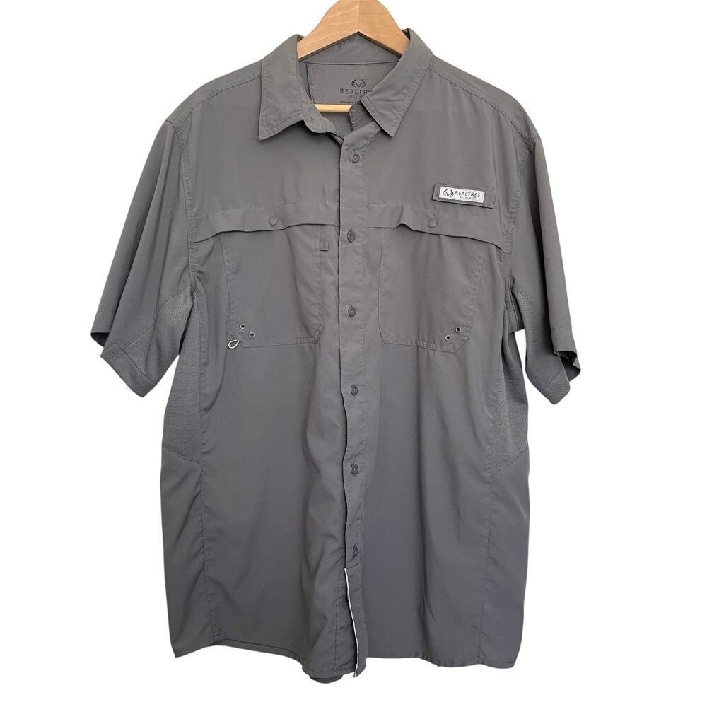 Real Tree Fishing Button Up‎ Short Sleeve Lightweight Outdoor Hiking Size Large